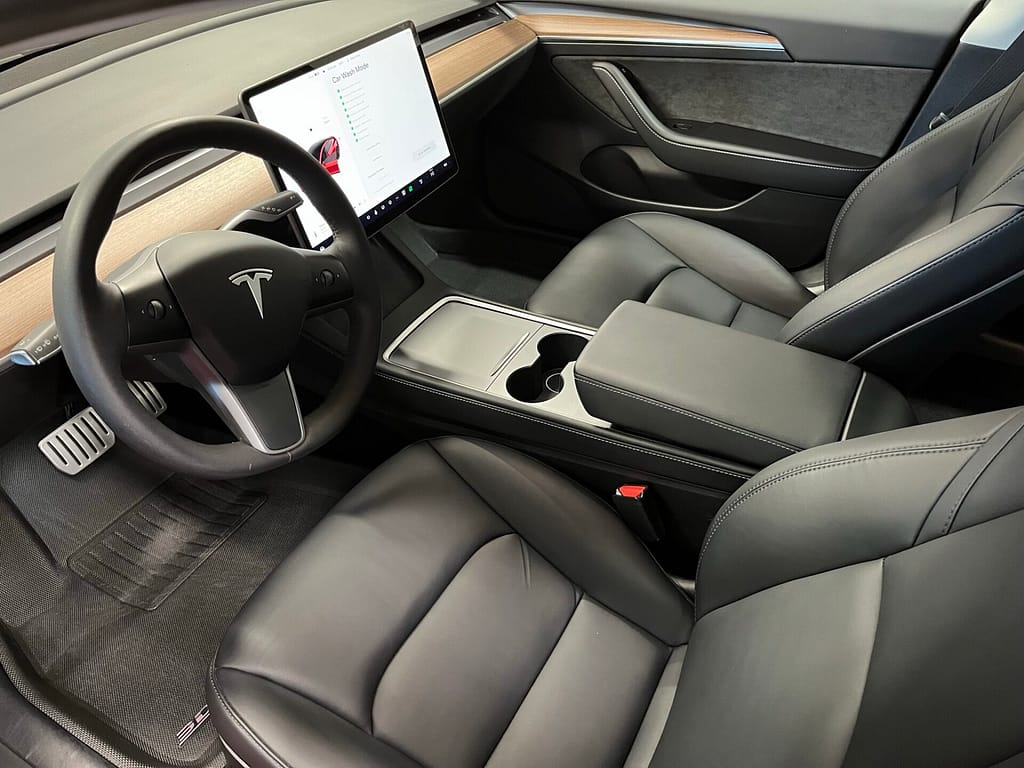 Interior Detail on a Tesla Model 3 in Marlboro NY