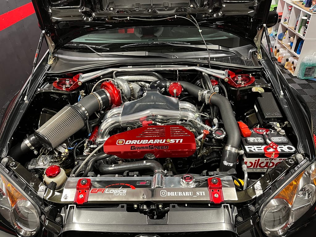 Engine Bay Detail on Subaru STI in Marlboro NY