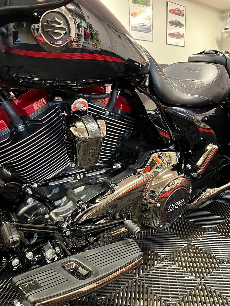 System X Ceramic Coating and paint correction on a Harley Davidson Motorcycle in Marlboro NY